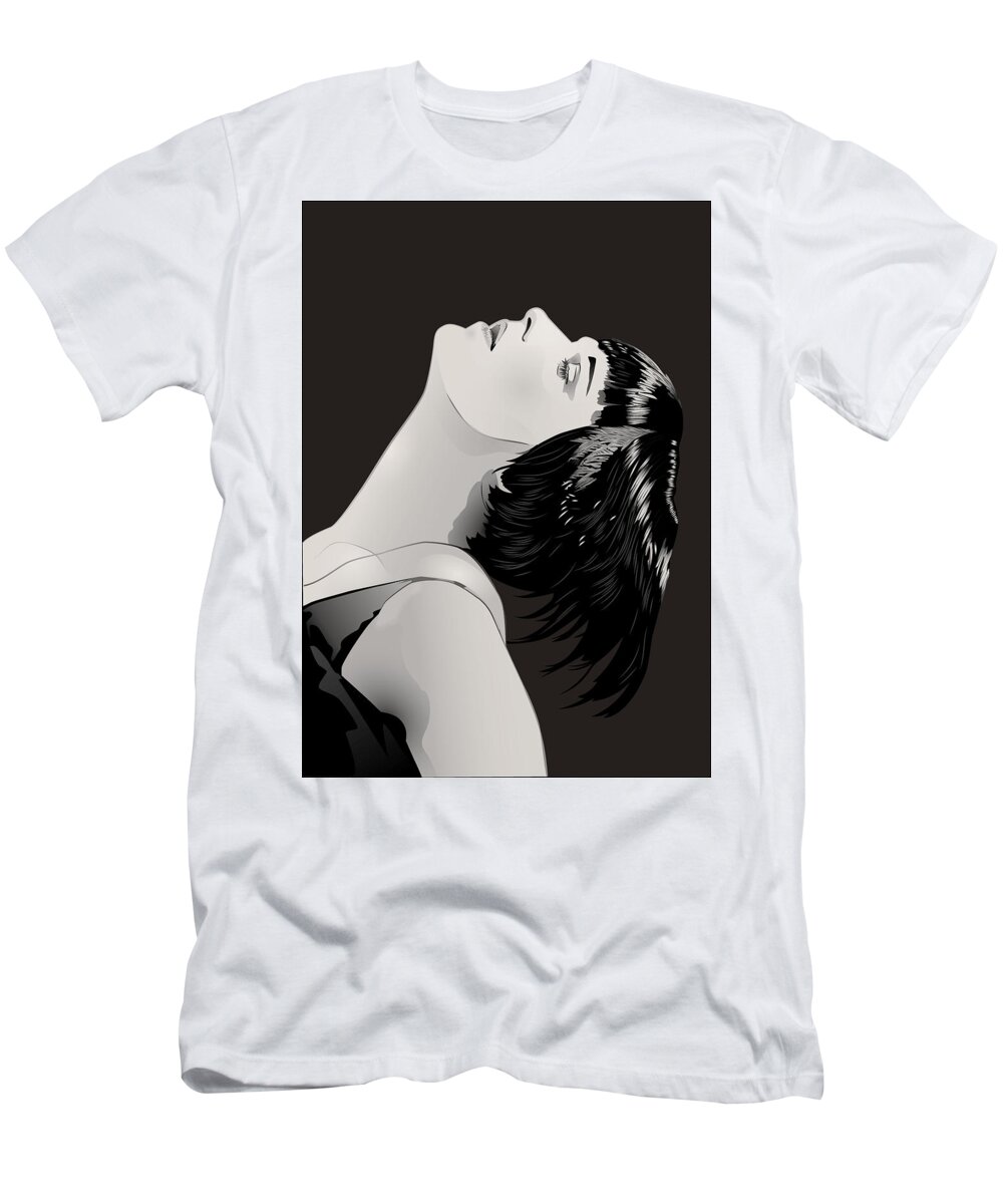 Louise Brooks Official T-Shirt featuring the digital art Louise Brooks in Berlin - Slate Charcoal by Louise Brooks