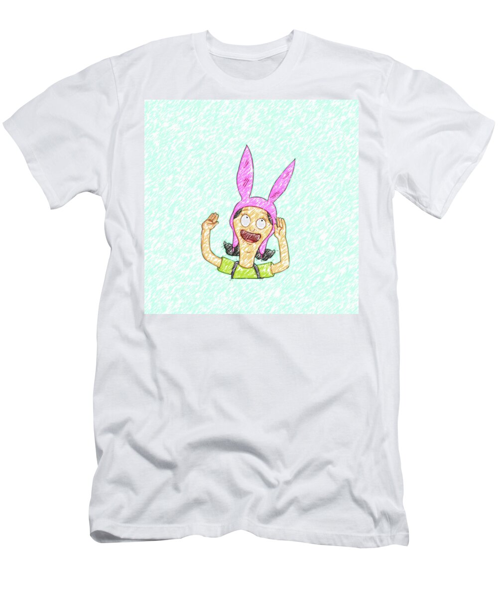 Louise T-Shirt featuring the drawing Louise happy sketch by Darrell Foster