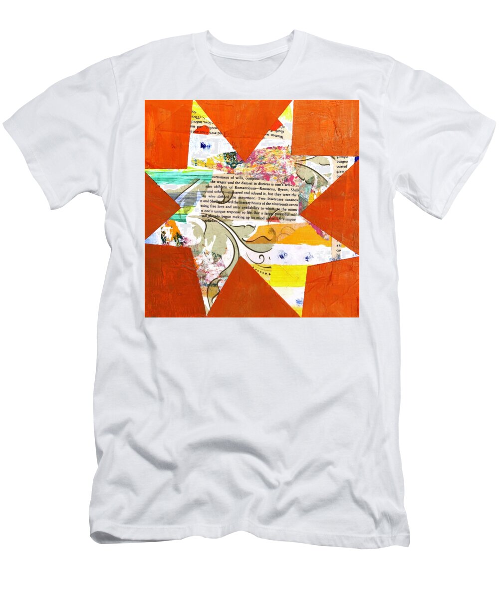 Orange T-Shirt featuring the painting Lowercase Damsel In Distress by Cyndie Katz