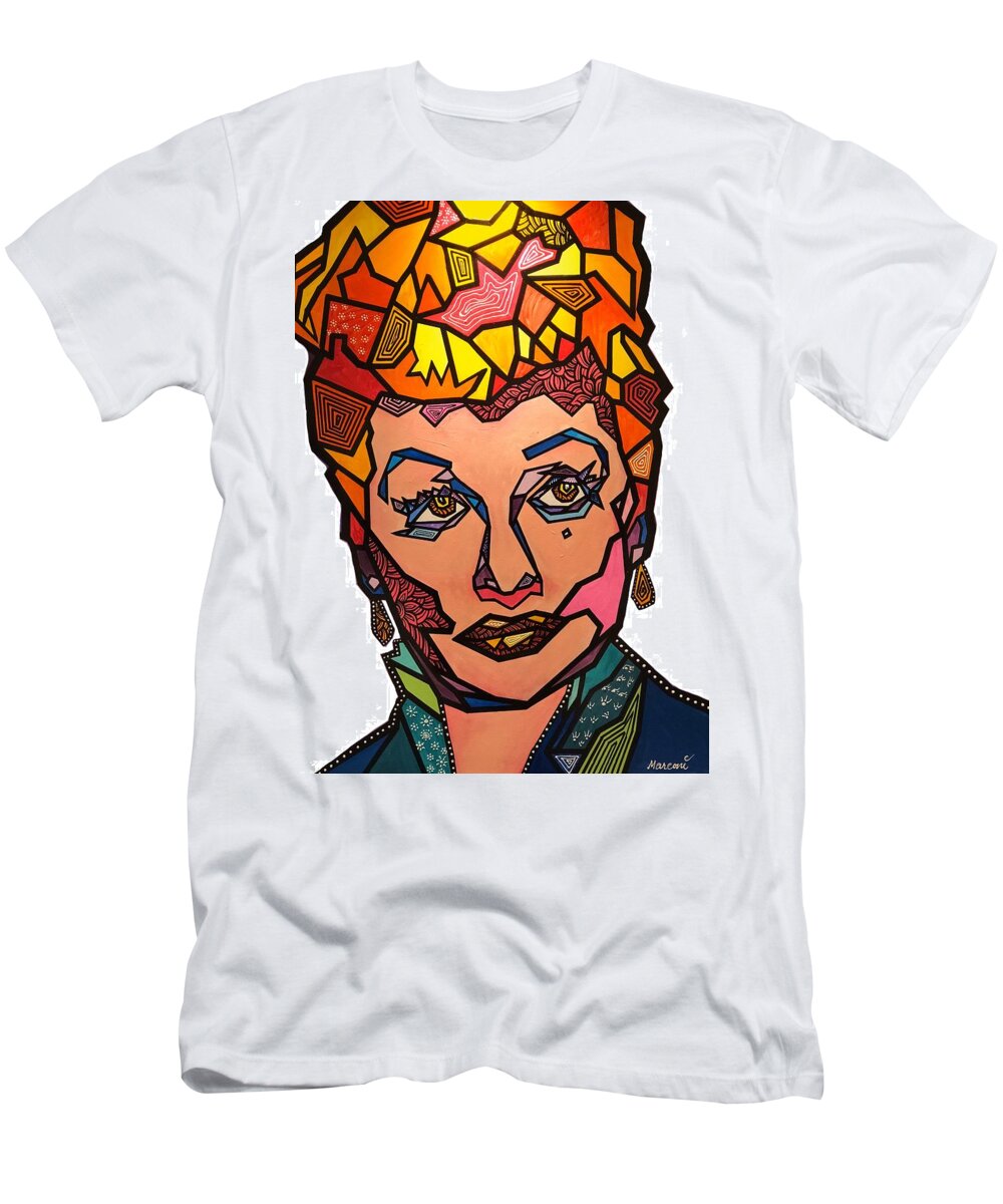 Ilovelucy T-Shirt featuring the painting Lucy in Our Sky by Marconi Calindas