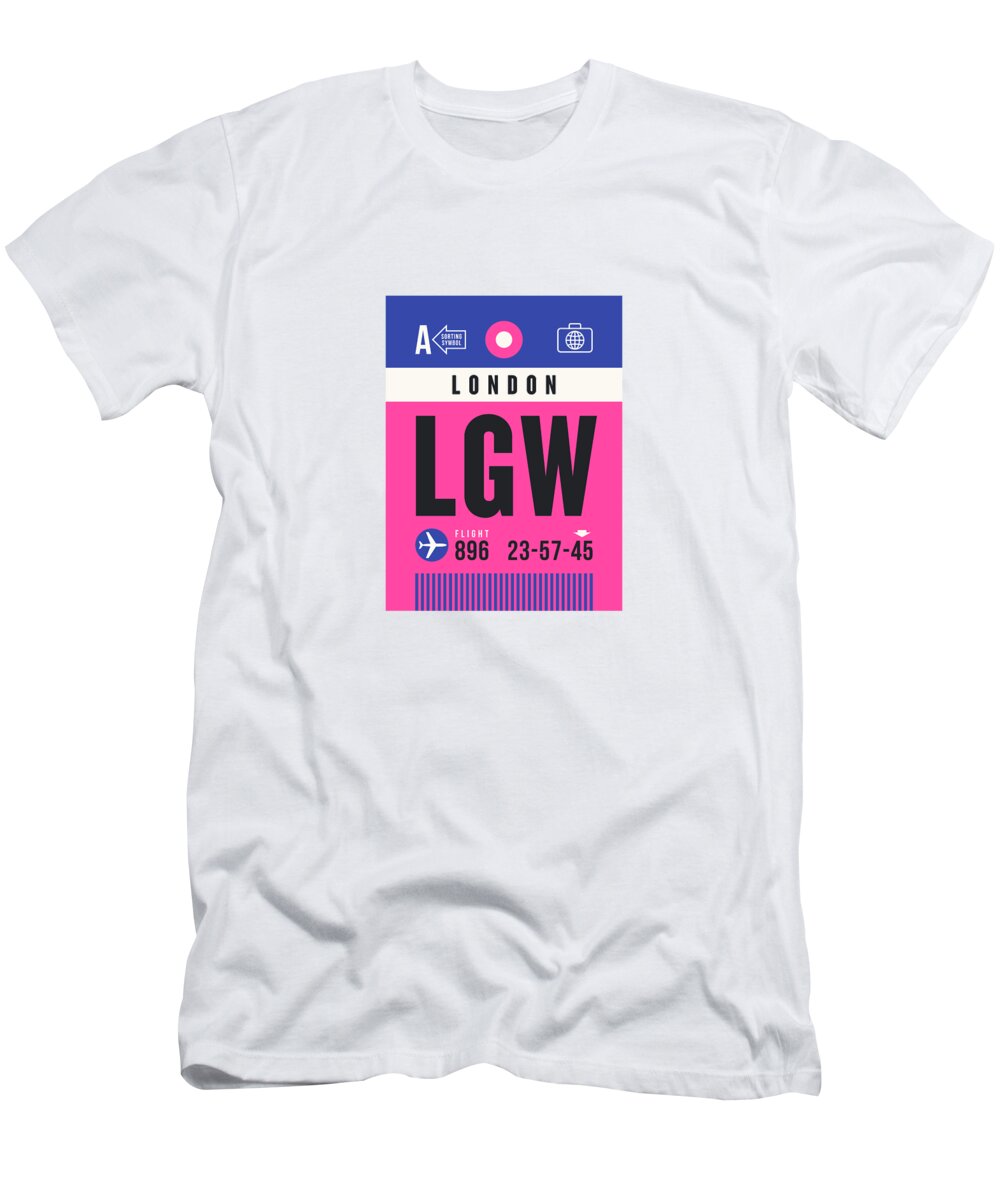 Luggage Tag A - LGW London England UK T-Shirt by Synthesis - Fine America
