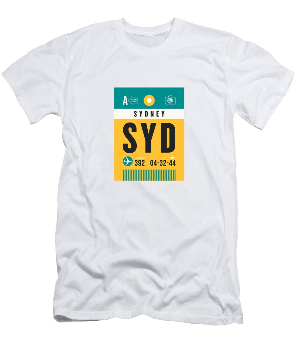 Airline T-Shirt featuring the digital art Luggage Tag A - SYD Sydney Australia by Organic Synthesis
