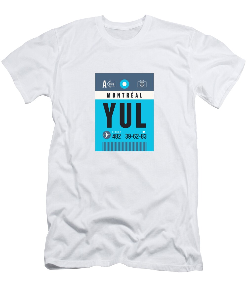 Airline T-Shirt featuring the photograph Luggage Tag A - YUL Montreal Canada by Organic Synthesis