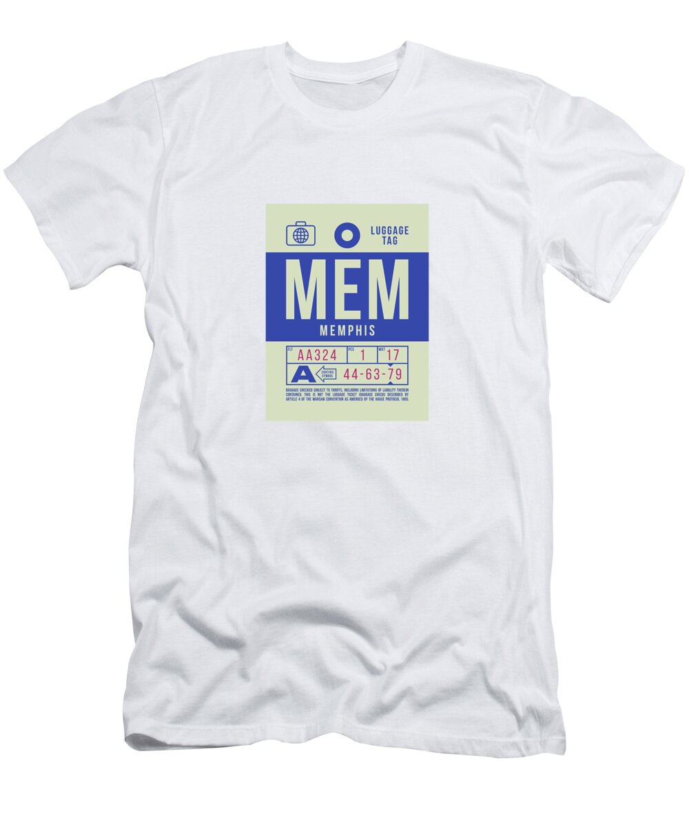 Airline T-Shirt featuring the digital art Luggage Tag B - MEM Memphis Tennessee USA by Organic Synthesis
