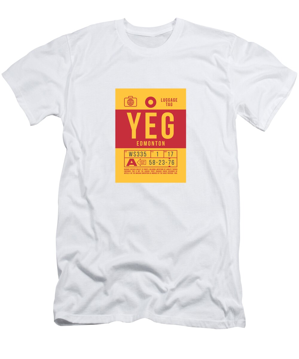 Airline T-Shirt featuring the digital art Luggage Tag B - YEG Edmonton Canada by Organic Synthesis