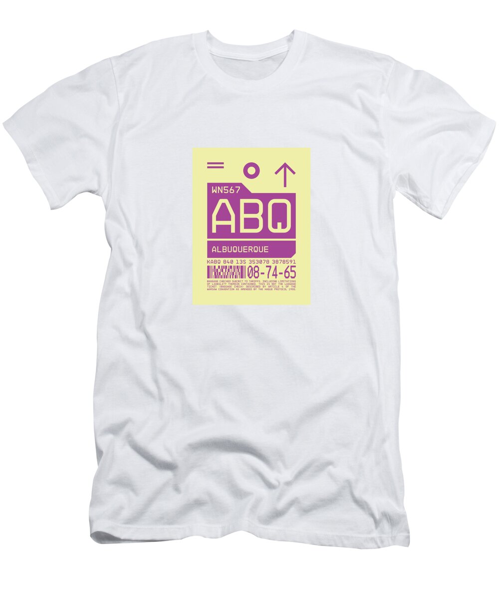 Airline T-Shirt featuring the digital art Luggage Tag C - ABQ Albuquerque New Mexico USA by Organic Synthesis