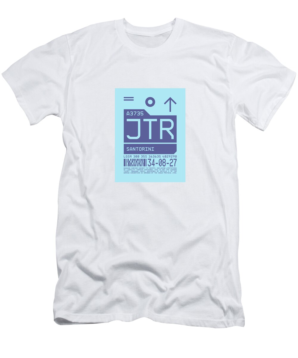 Airline T-Shirt featuring the digital art Luggage Tag C - JTR Santorini Greece by Organic Synthesis