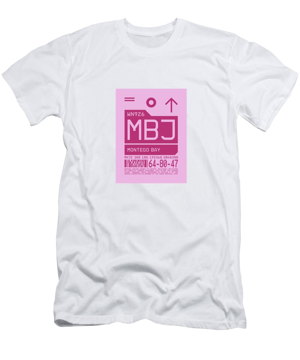 Airline T-Shirt featuring the digital art Luggage Tag C - MBJ Montego Bay Jamaica by Organic Synthesis
