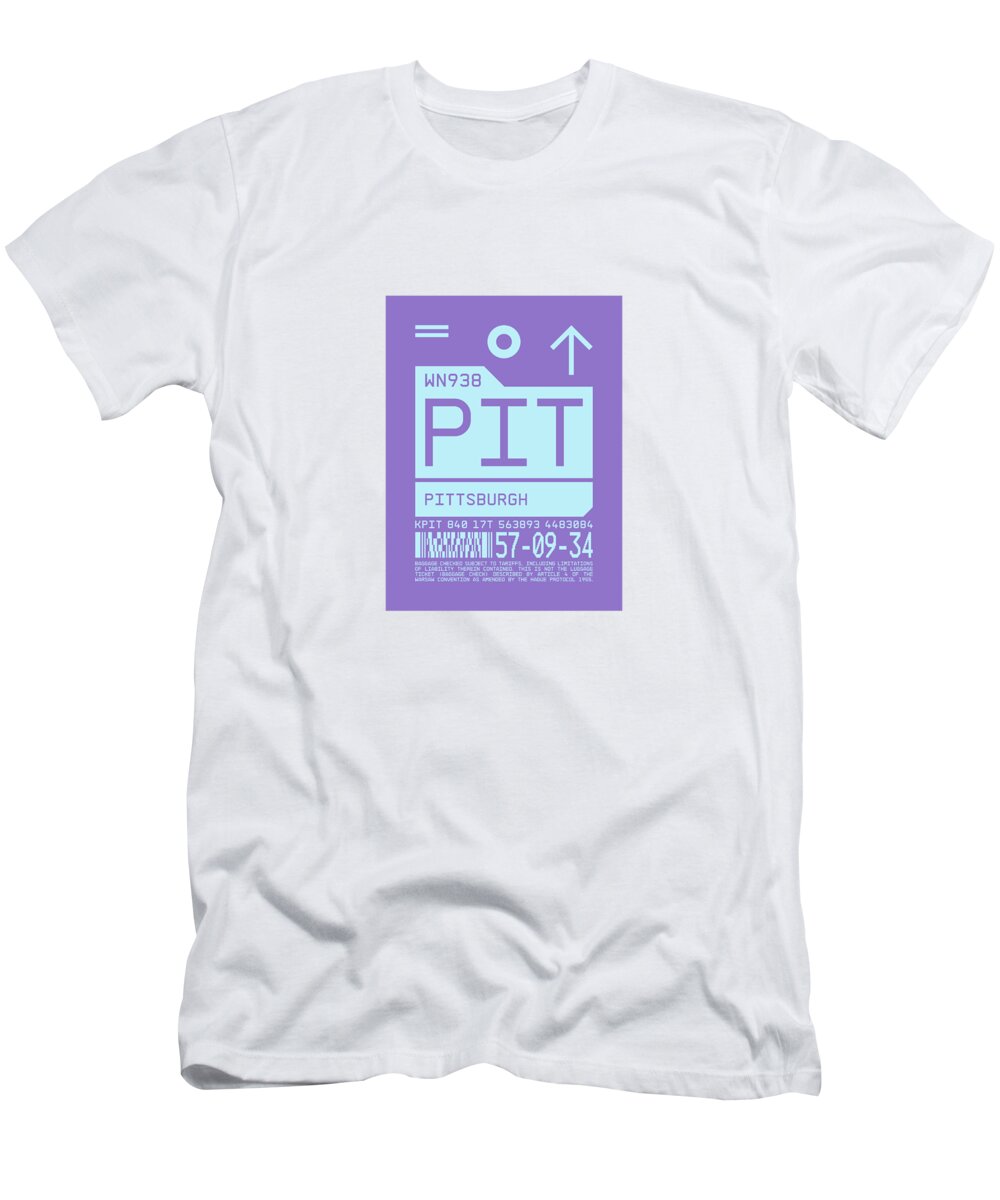 Airline T-Shirt featuring the digital art Luggage Tag C - PIT Pittsburgh USA by Organic Synthesis