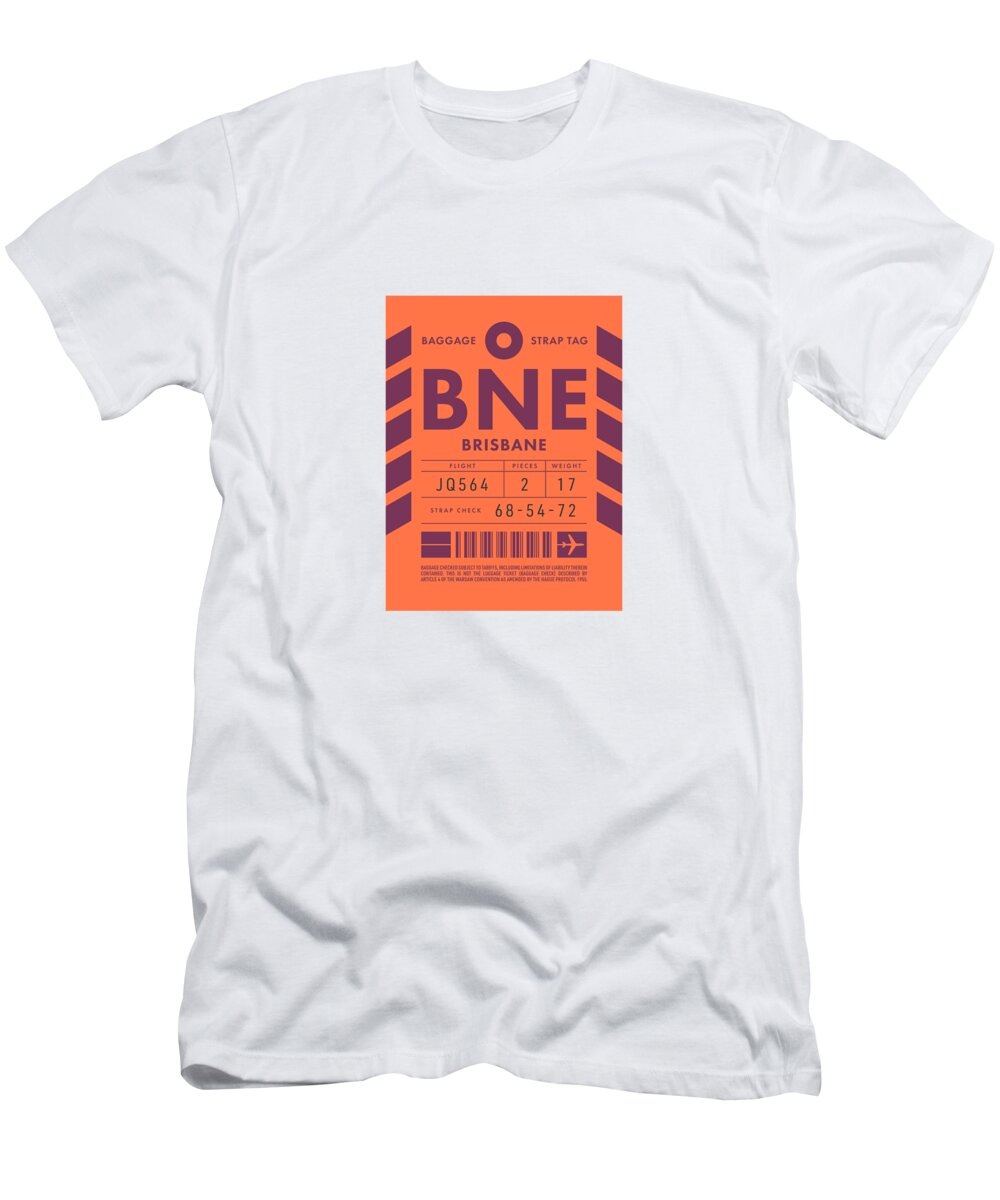 Airline T-Shirt featuring the digital art Luggage Tag D - BNE Brisbane Australia by Organic Synthesis