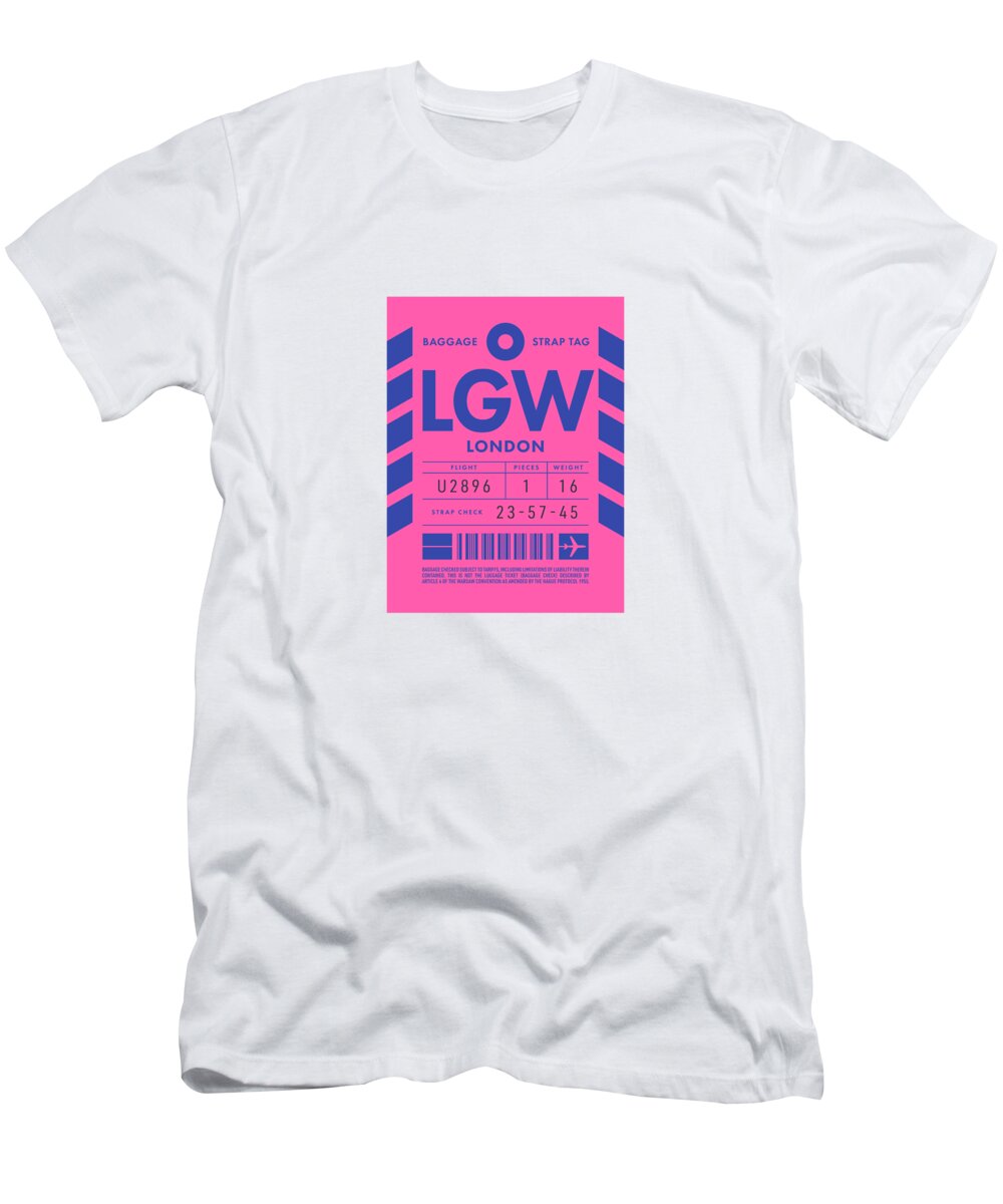 Airline T-Shirt featuring the digital art Luggage Tag D - LGW London England UK by Organic Synthesis