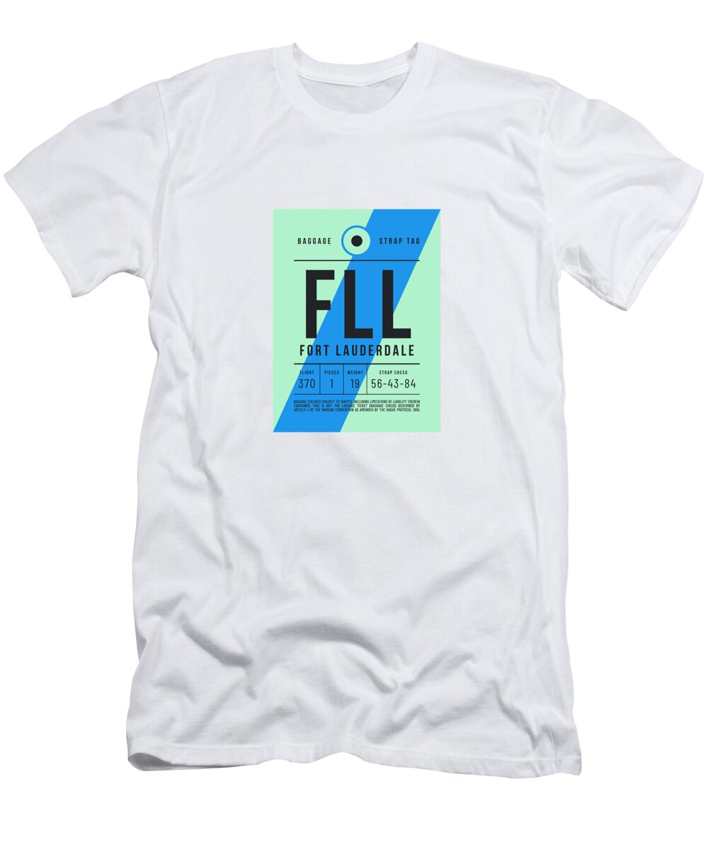 Airline T-Shirt featuring the digital art Luggage Tag E - FLL Fort Lauderdale USA by Organic Synthesis