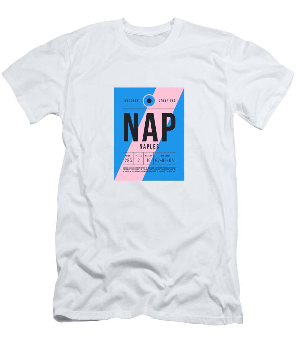 Airline T-Shirt featuring the digital art Luggage Tag E - NAP Naples Italy by Organic Synthesis