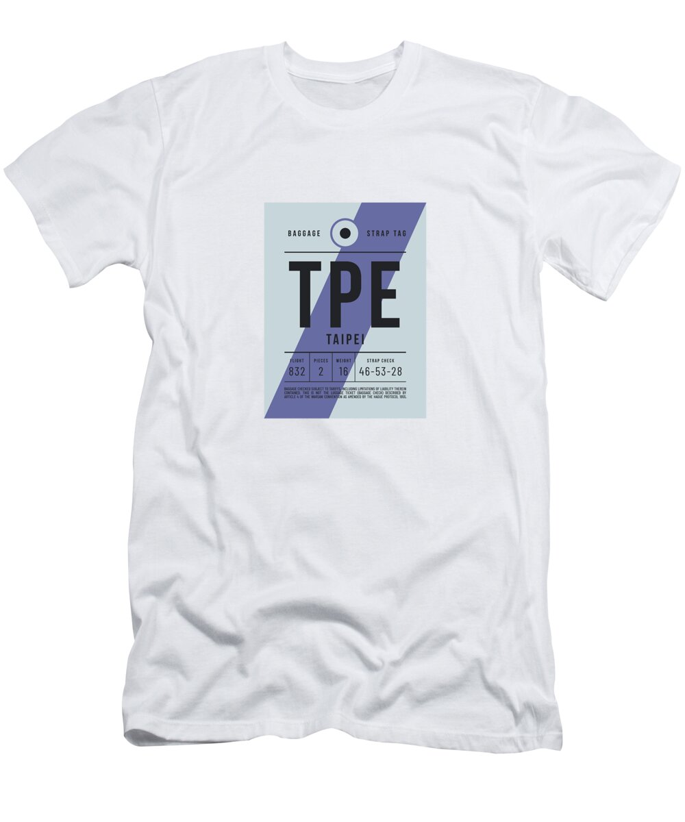 Airline T-Shirt featuring the digital art Luggage Tag E - TPE Taipei Taiwan by Organic Synthesis