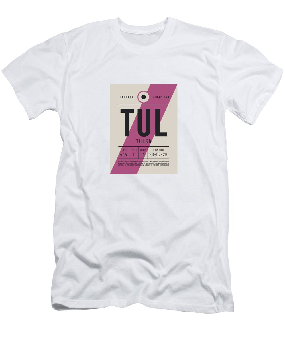 Airline T-Shirt featuring the digital art Luggage Tag E - TUL Tulsa Oklahoma USA by Organic Synthesis