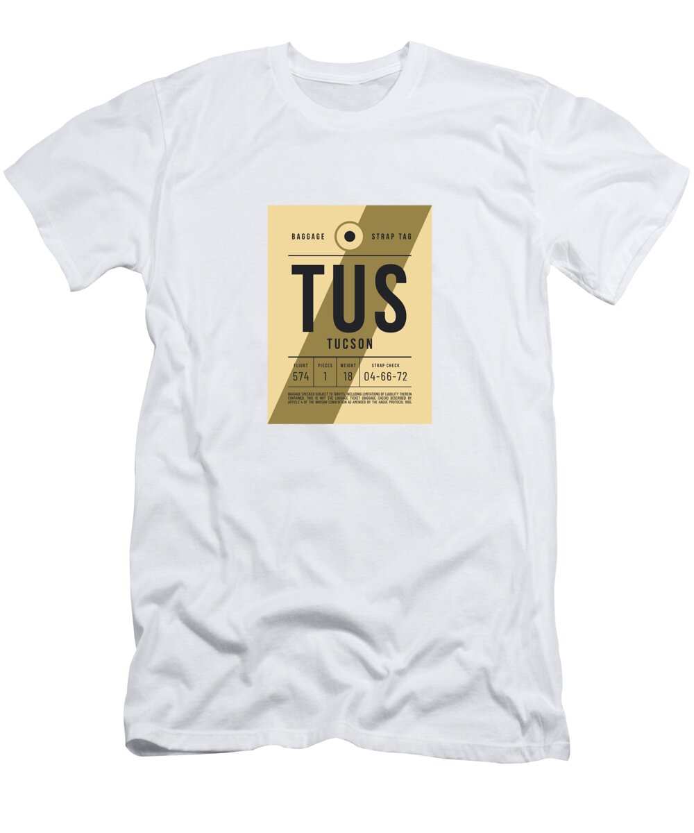 Airline T-Shirt featuring the digital art Luggage Tag E - TUS Tucson Arizona USA by Organic Synthesis