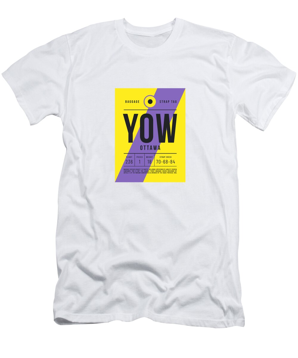 Airline T-Shirt featuring the digital art Luggage Tag E - YOW Ottawa Canada by Organic Synthesis
