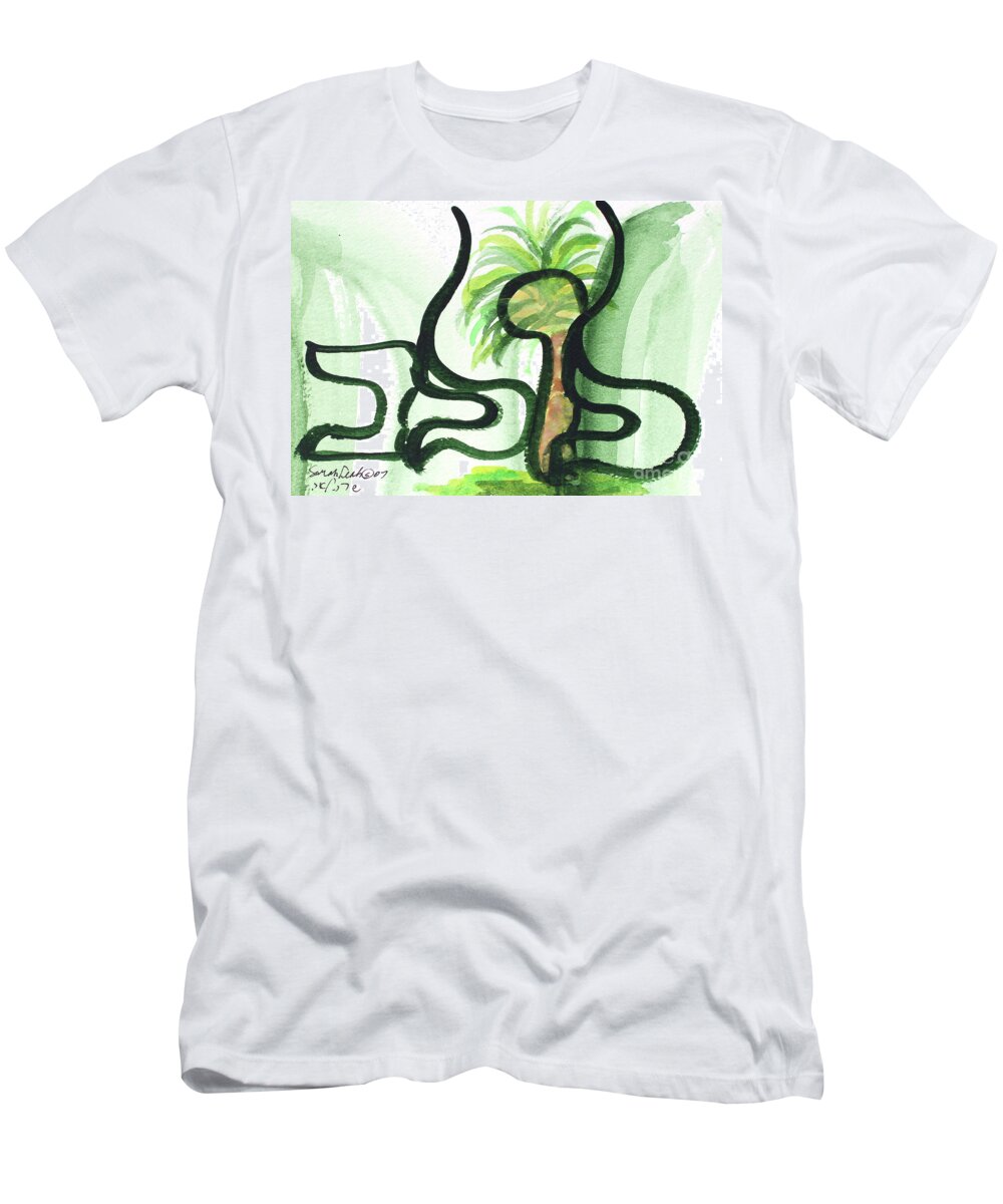 Lulav Sukkot Twig T-Shirt featuring the painting LULAV suk3 by Hebrewletters SL