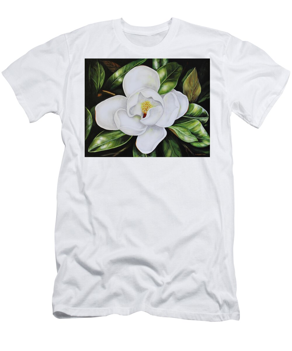 Magnolia T-Shirt featuring the painting Magnolia Blossom by Karl Wagner