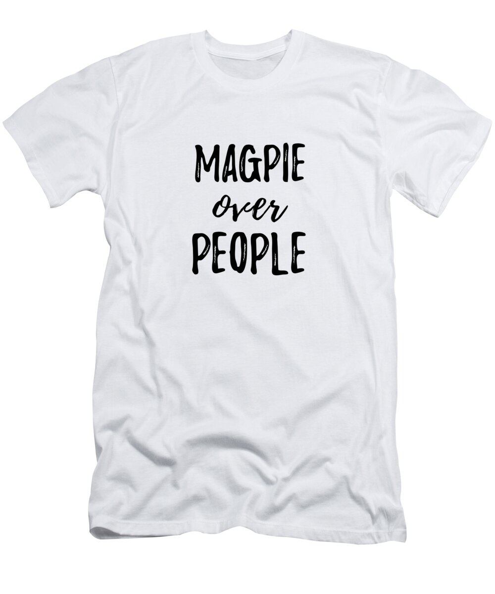 Magpie T-Shirt featuring the digital art Magpie Over People by Jeff Creation