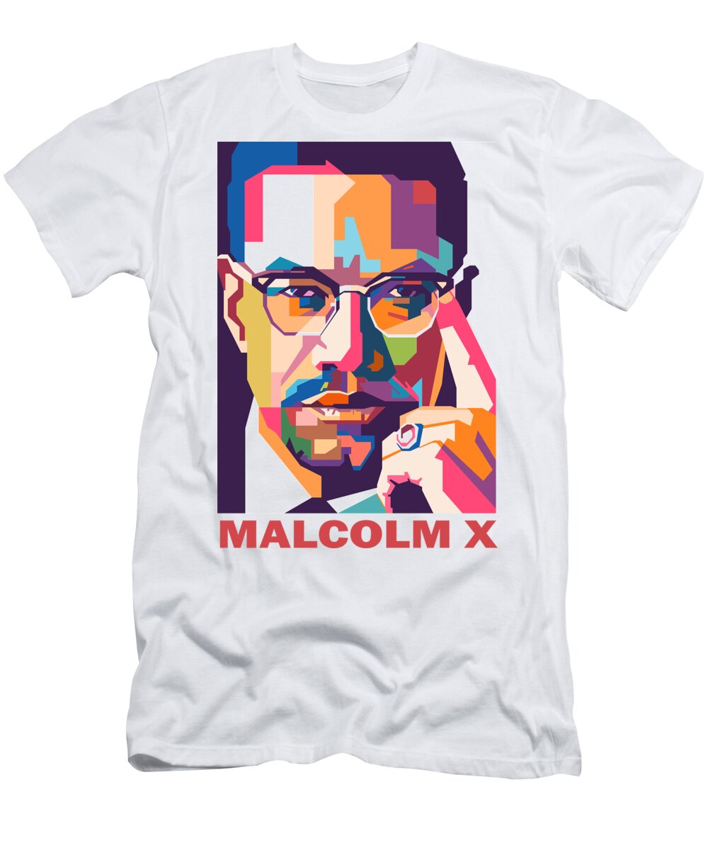 Malcolm X T-Shirt featuring the digital art Malcolm X by Hantam Rata