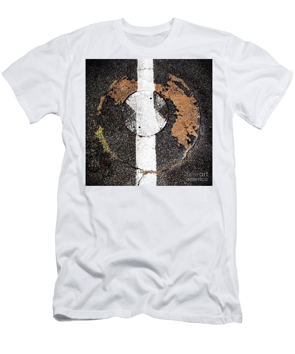 Abstract T-Shirt featuring the photograph Man Hole Cover Totem by Dutch Bieber