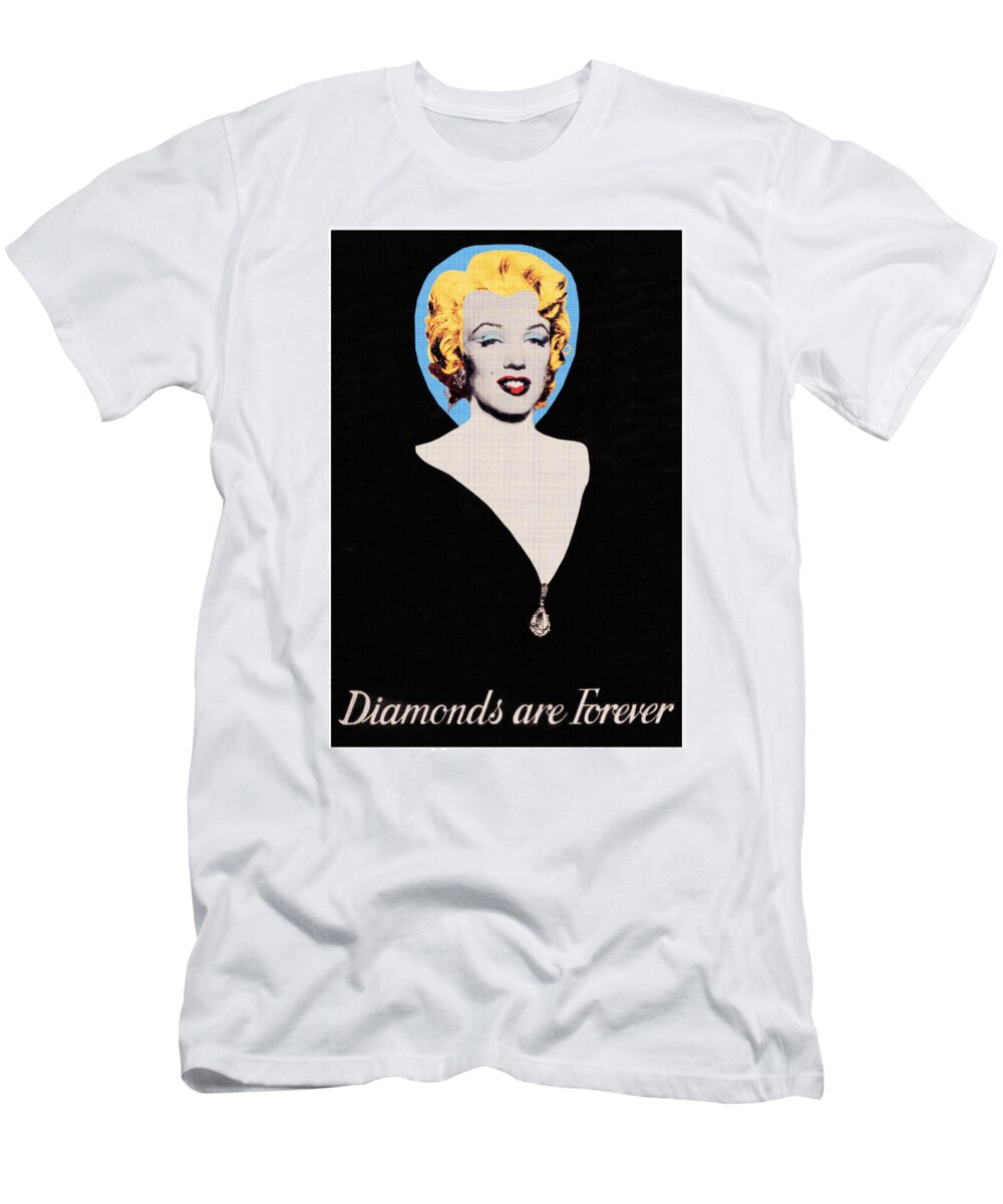 James T-Shirt featuring the mixed media Marilyn Monroe Diamonds are Forever by Charlie Ross