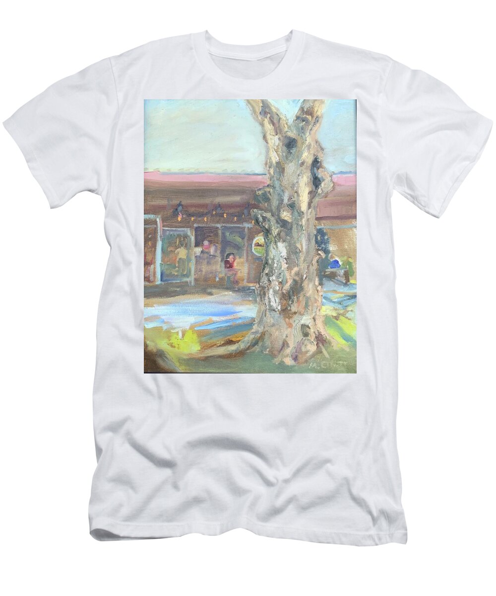 Landscape T-Shirt featuring the painting Market St. Tree by Margaret Elliott
