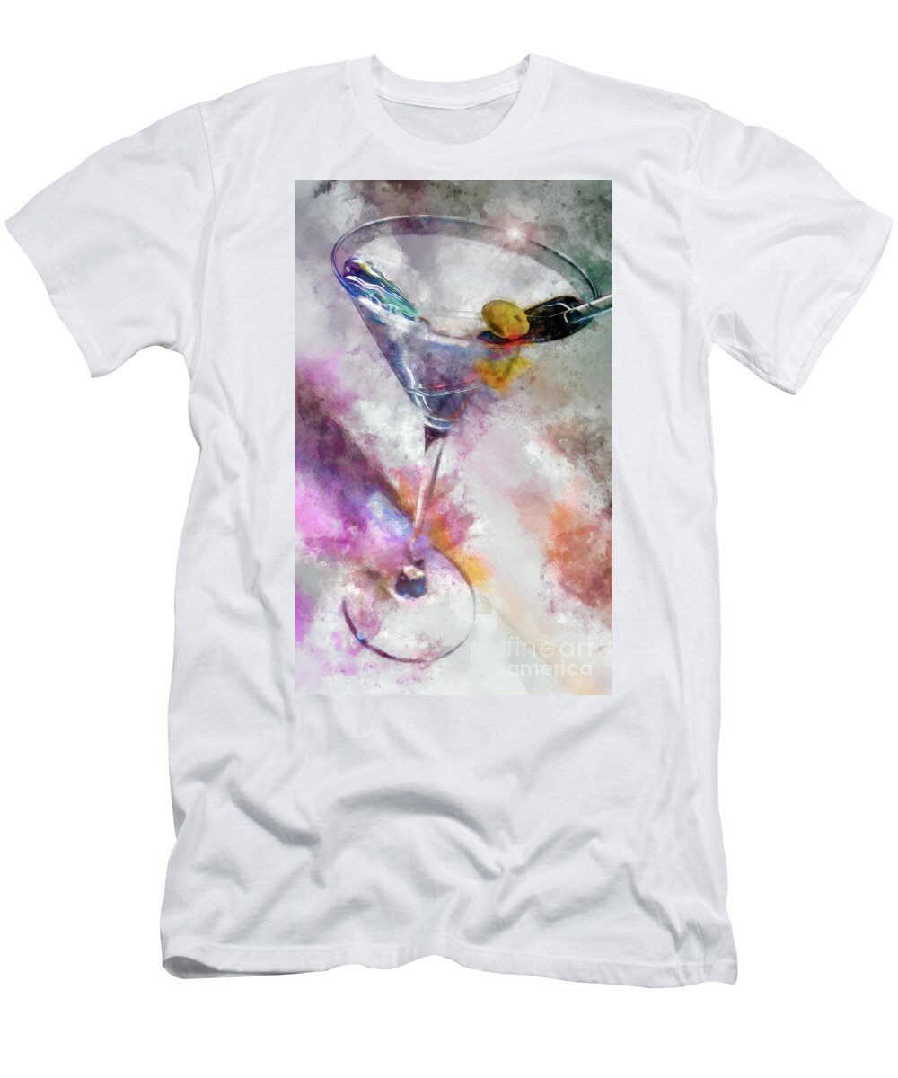 Watercolor Martini T-Shirt featuring the painting Martini Time by Jon Neidert