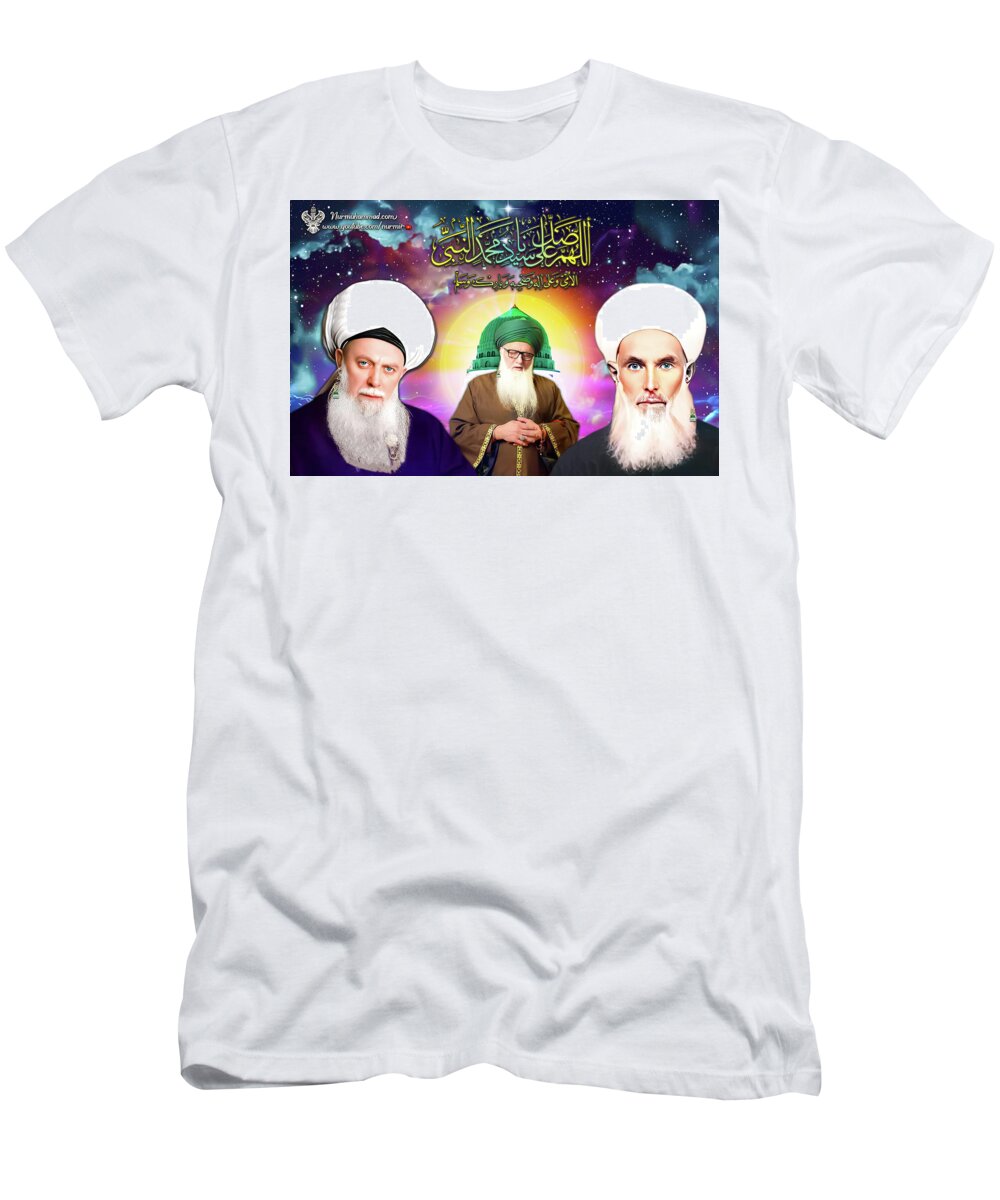 Mawlana Shaykh Nazim And Mawlana Shaykh Abdallah (q) - Master And Student T-Shirt featuring the digital art Master and Disciple by Sufi Meditation Center