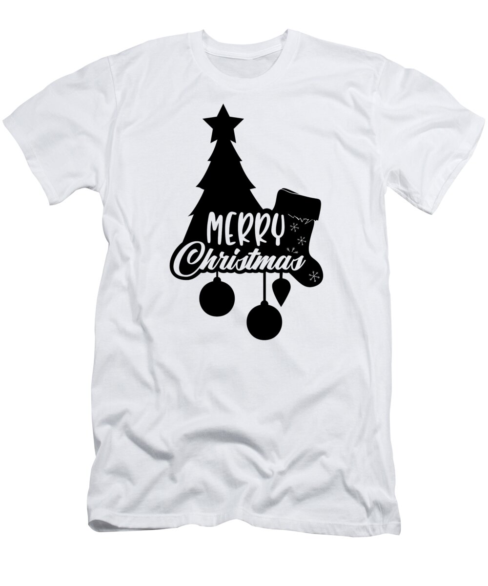 Merry Christmas T-Shirt featuring the digital art Merry Christmas Tree Stocking Ornaments by Jacob Zelazny