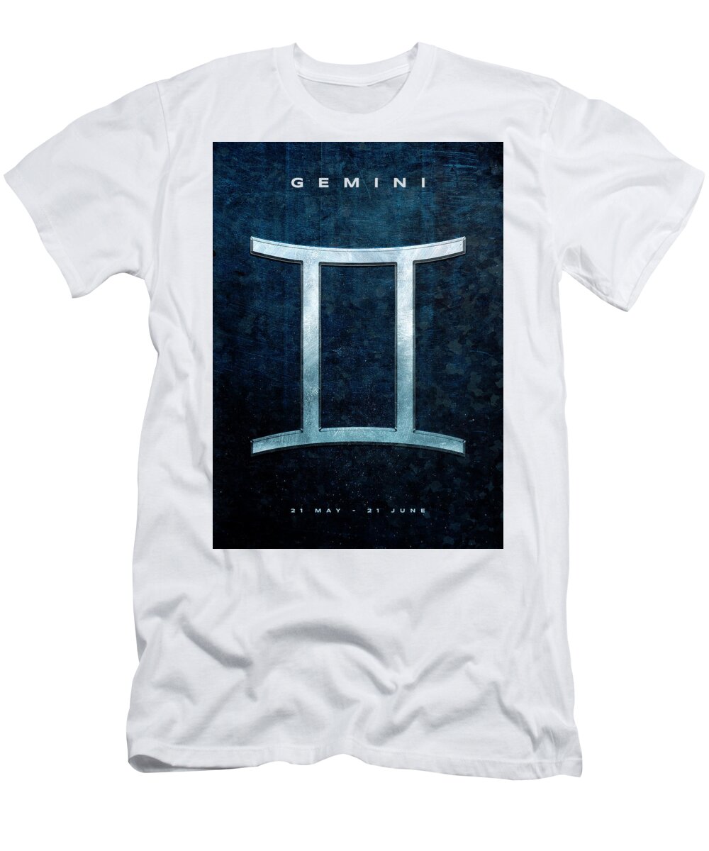 Astrology T-Shirt featuring the digital art Metal Gemini by Andrea Gatti