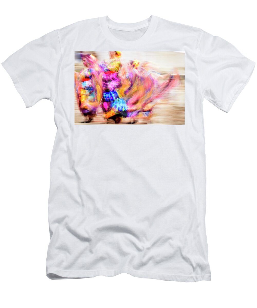 Abstract T-Shirt featuring the photograph Mexican dancers by Lucy Brown