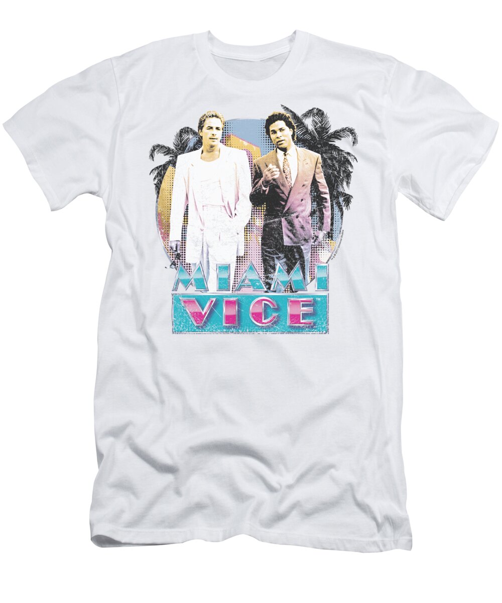 Winter Lion T-Shirt featuring the digital art Miami Vice 80s Love by Brent Brock