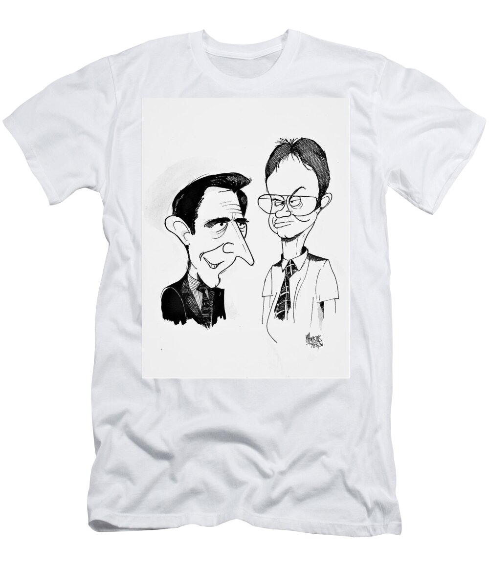 The Office T-Shirt featuring the drawing Michael and Dwight by Michael Hopkins