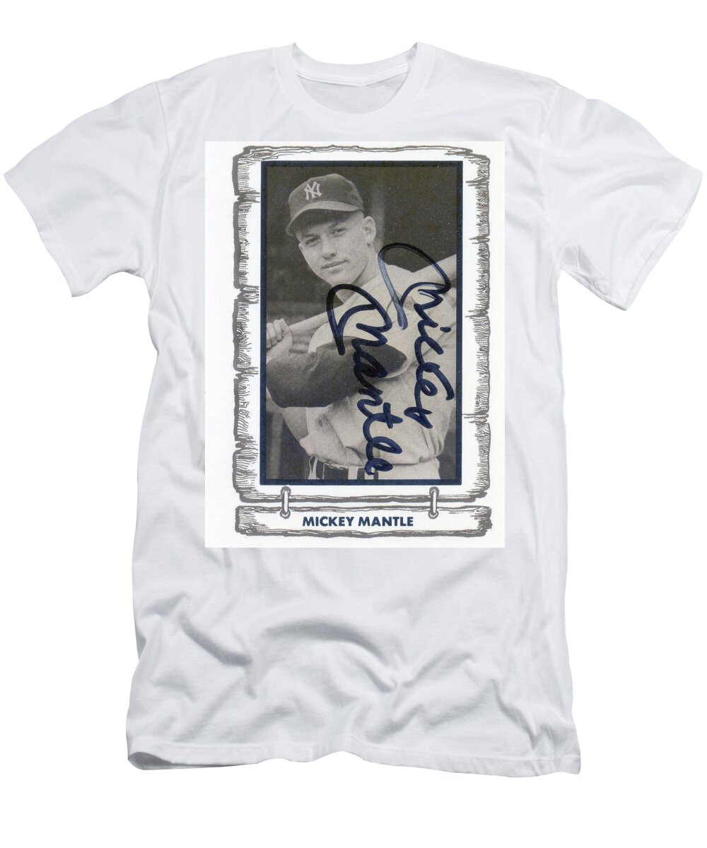 Mickey Mantle T-Shirt featuring the photograph Mickey Mantle Legends of Baseball autographed card 1980 by Jerry Griffin