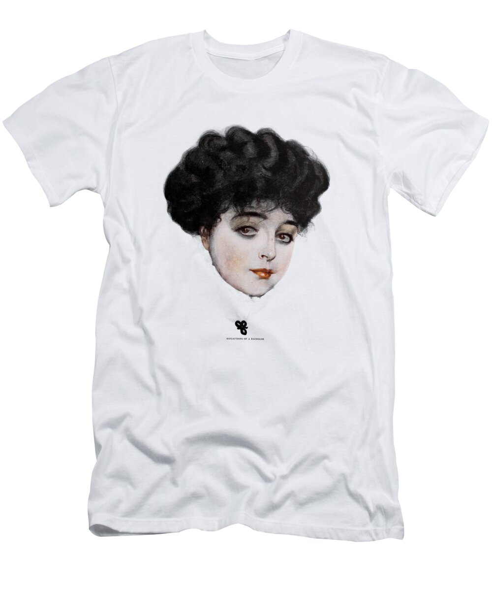 French T-Shirt featuring the digital art Mid Century Lady Portrait by Madame Memento