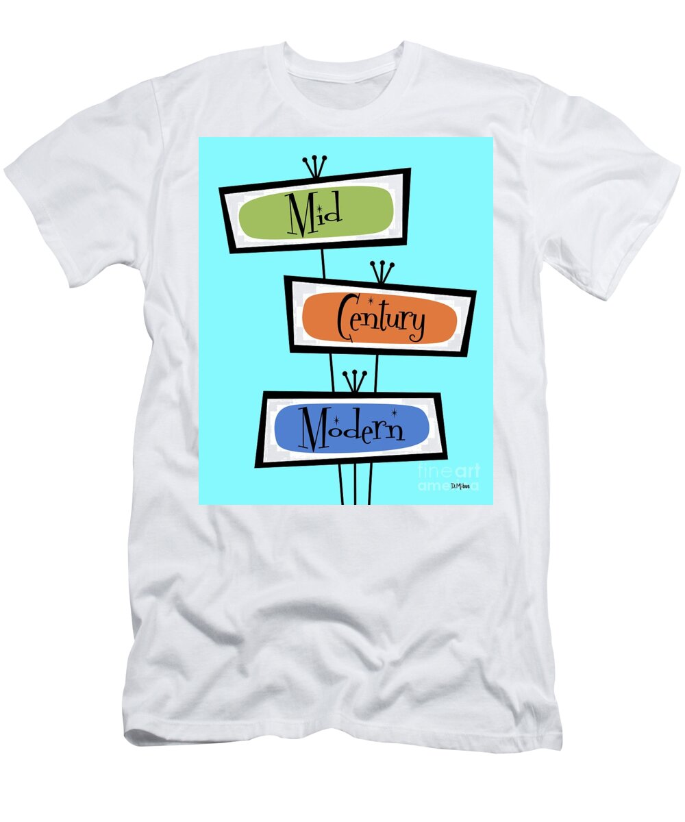 Mid Century Modern T-Shirt featuring the digital art Mid Century Modern Signs by Donna Mibus