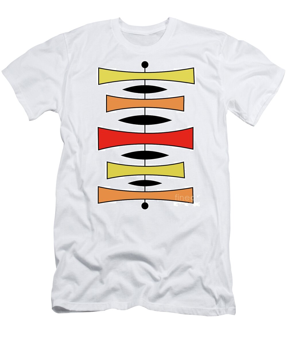 Mid Century Modern T-Shirt featuring the digital art Mid Century Modern Trapezoids in Warm Colors by Donna Mibus
