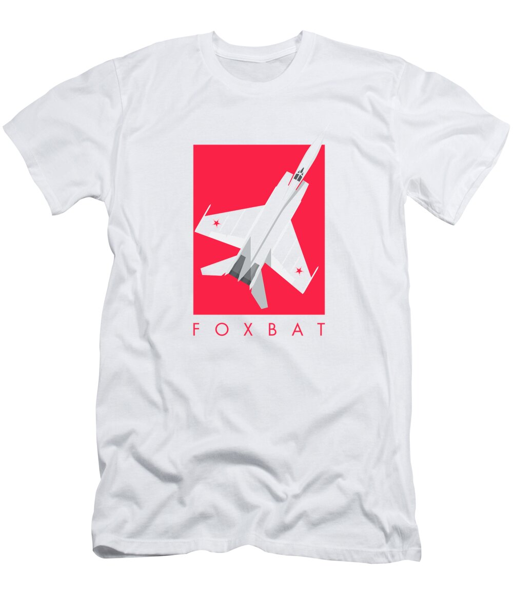 Jet T-Shirt featuring the digital art MiG-25 Foxbat Interceptor Jet Aircraft - Crimson by Organic Synthesis