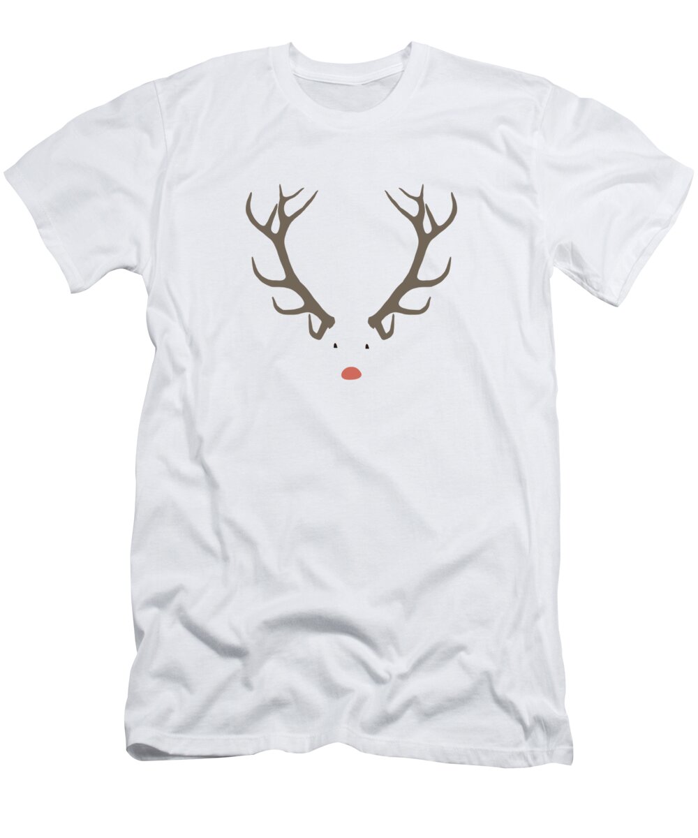 Minimal T-Shirt featuring the digital art Minimal Boho Rudolph by Ink Well