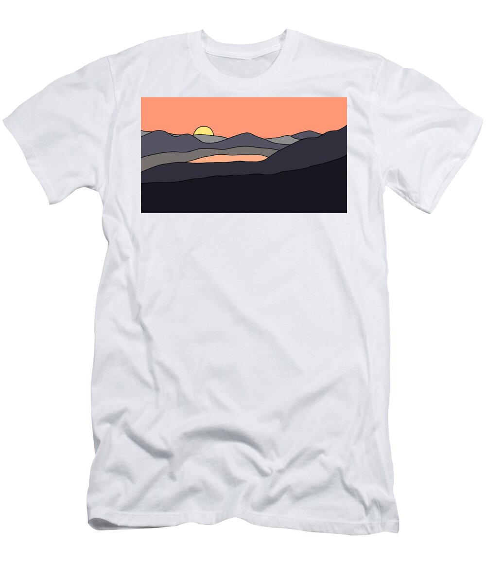 Landscape T-Shirt featuring the digital art Minimalist Landscape Sunset Design 287 - art by Lucie Dumas by Lucie Dumas