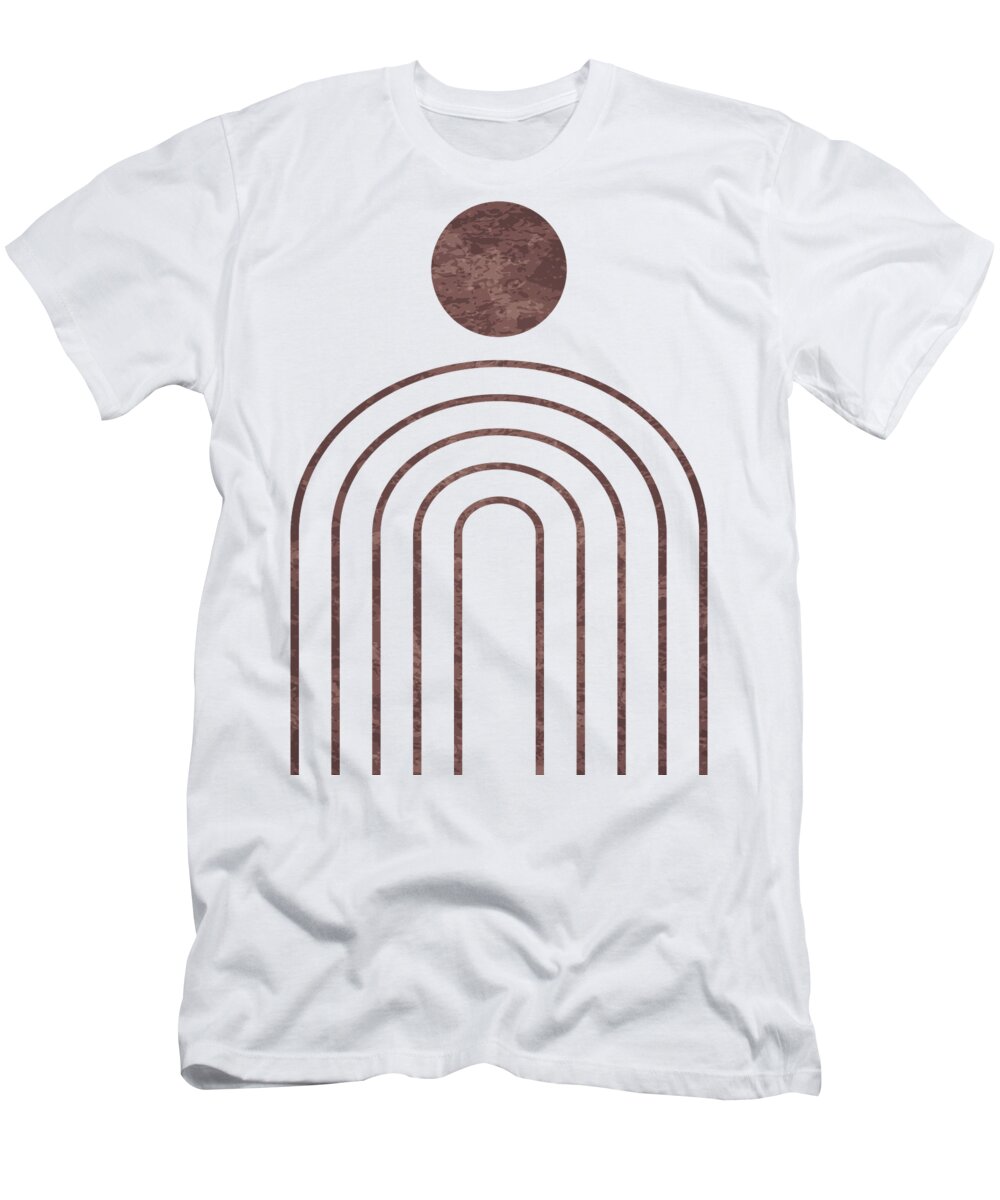 Sun Illustration T-Shirt featuring the digital art Minimalist Trendy Set Of Moon Phases Arch Abstract Sun And Sun Rays, Poster No 2/6 by Mounir Khalfouf