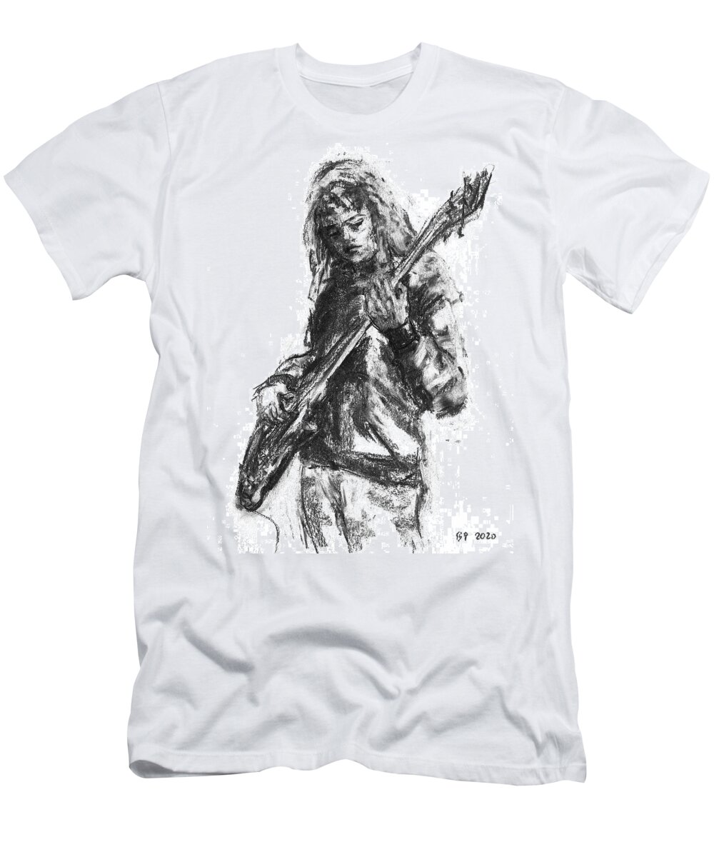 Bass T-Shirt featuring the drawing Miss Ibanez 1 by Barbara Pommerenke