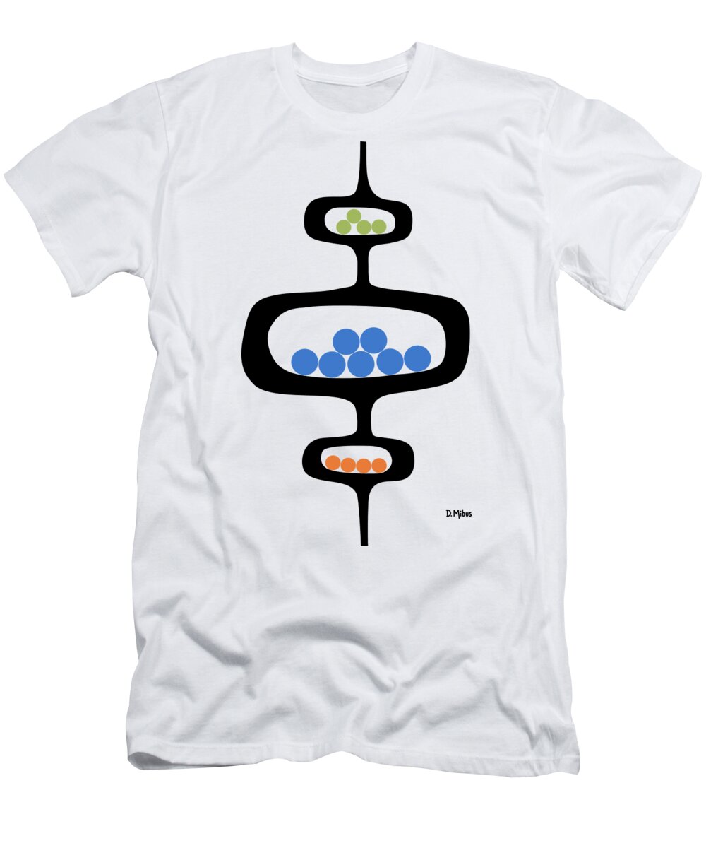 Mid Century Pods T-Shirt featuring the digital art Mod Pod 1 with Circles by Donna Mibus