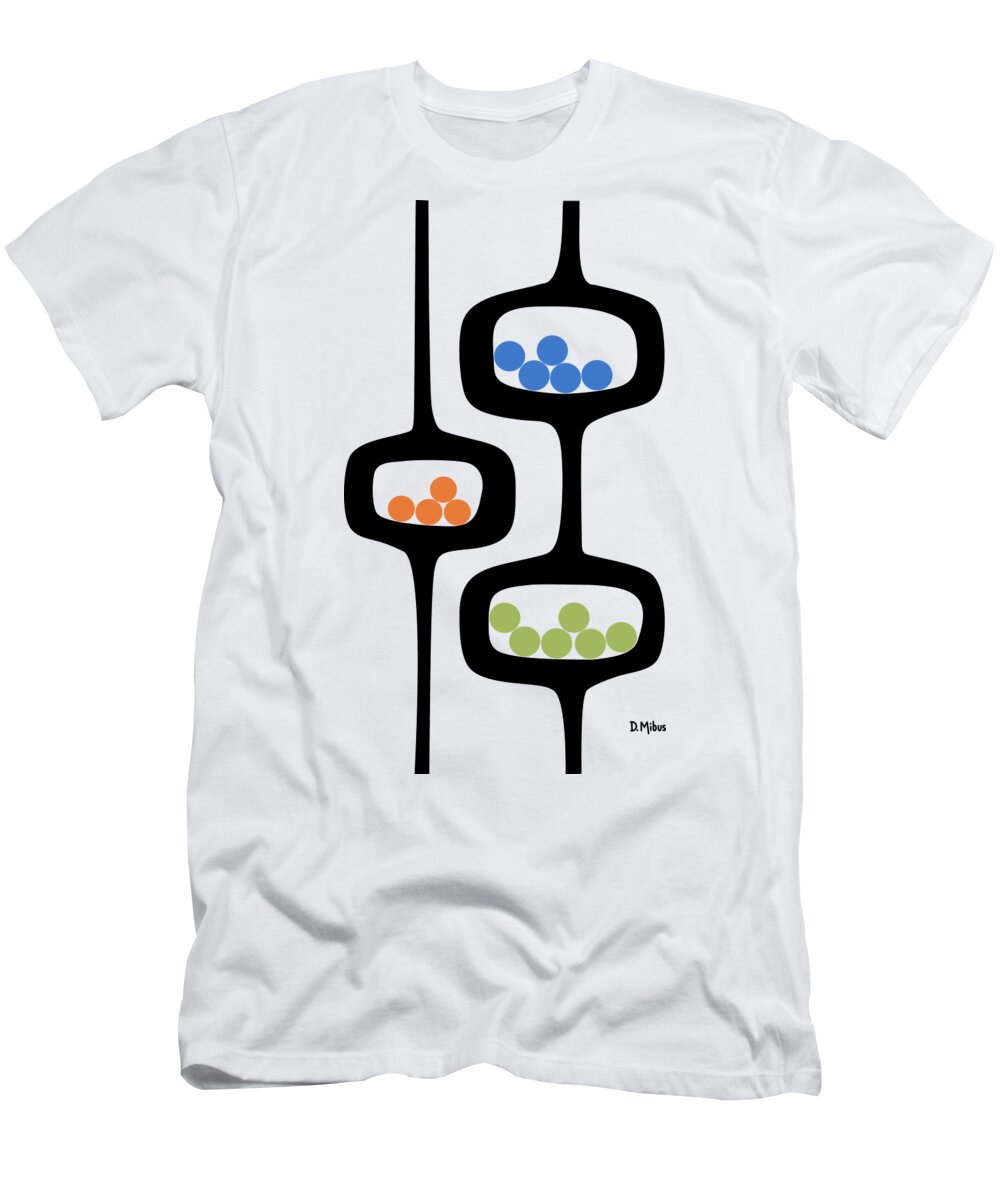 Mid Century Pods T-Shirt featuring the digital art Mod Pod 2 with Circles by Donna Mibus