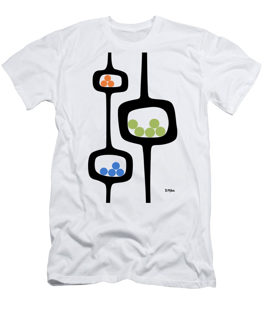 Mid Century Pods T-Shirt featuring the digital art Mod Pod 3 with Circles by Donna Mibus