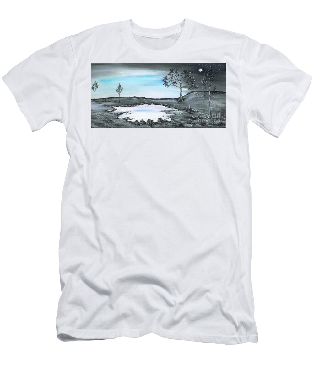Trees T-Shirt featuring the painting Moonlight Serenade Two. by Kenneth Clarke