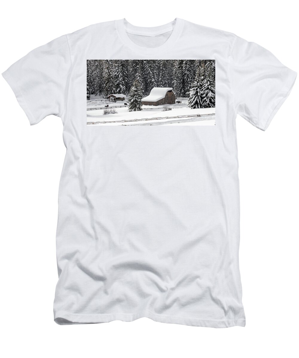 Snow T-Shirt featuring the photograph Moose Ranch by Ronnie And Frances Howard