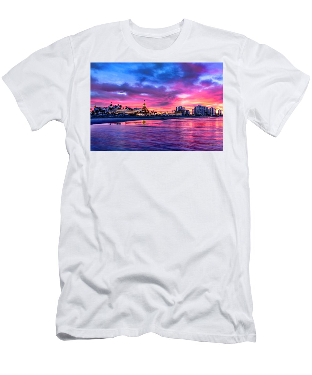 Hotel Del Coronado T-Shirt featuring the photograph Morning at the Del by Dan McGeorge